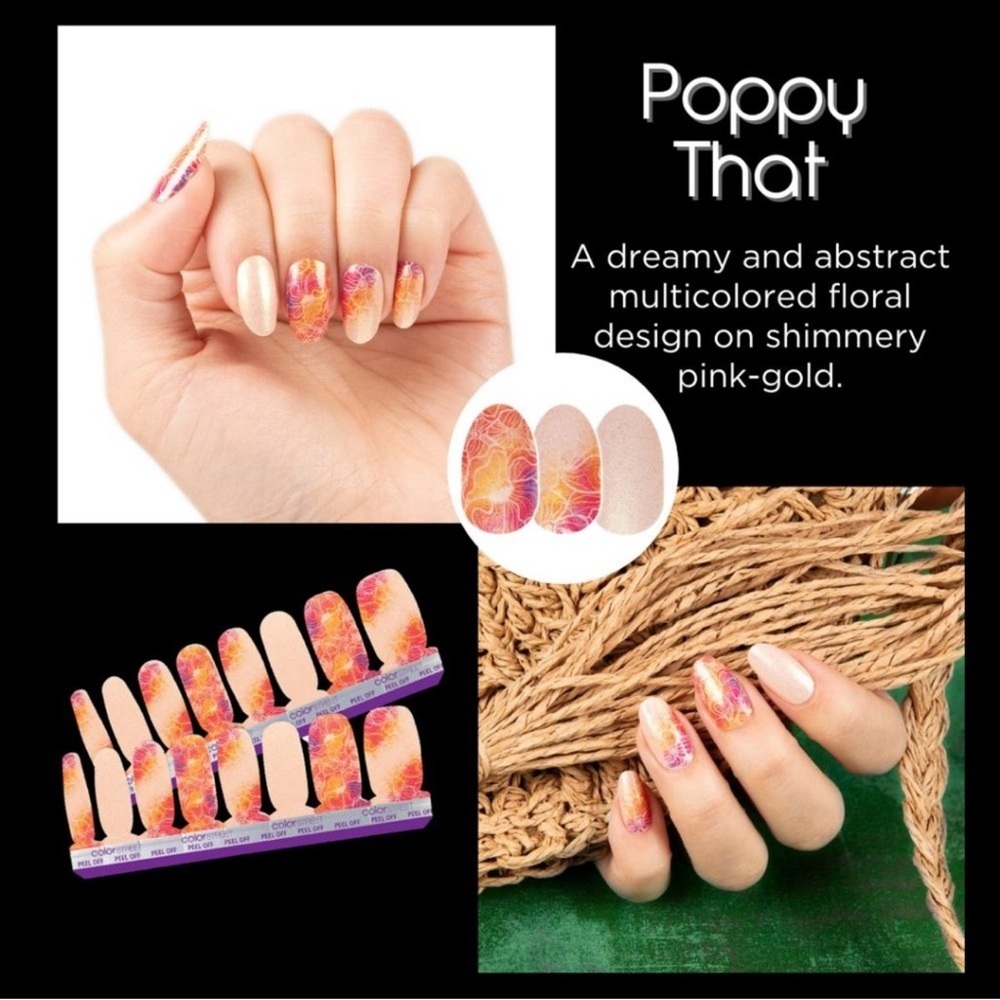 COLOR STREET Poppy That Multicolored Floral Shimmery Nail Wraps